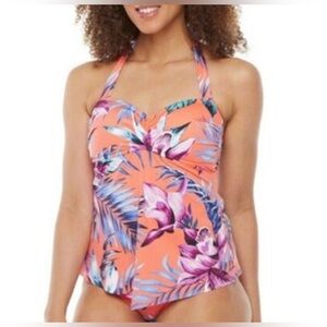 Liz Claiborne Coral Tropical Swimsuit Top Only
